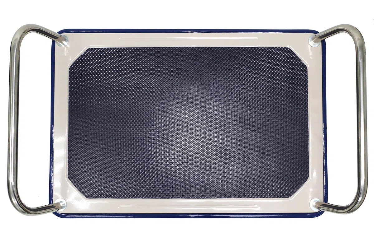 TW-220 Etagenwagen, verchromt, 2 Etagen, LxBxH: 914 mm x 610 mm x 950 mm, Tragfähigkeit 370 kg, Edelstahl/Blau