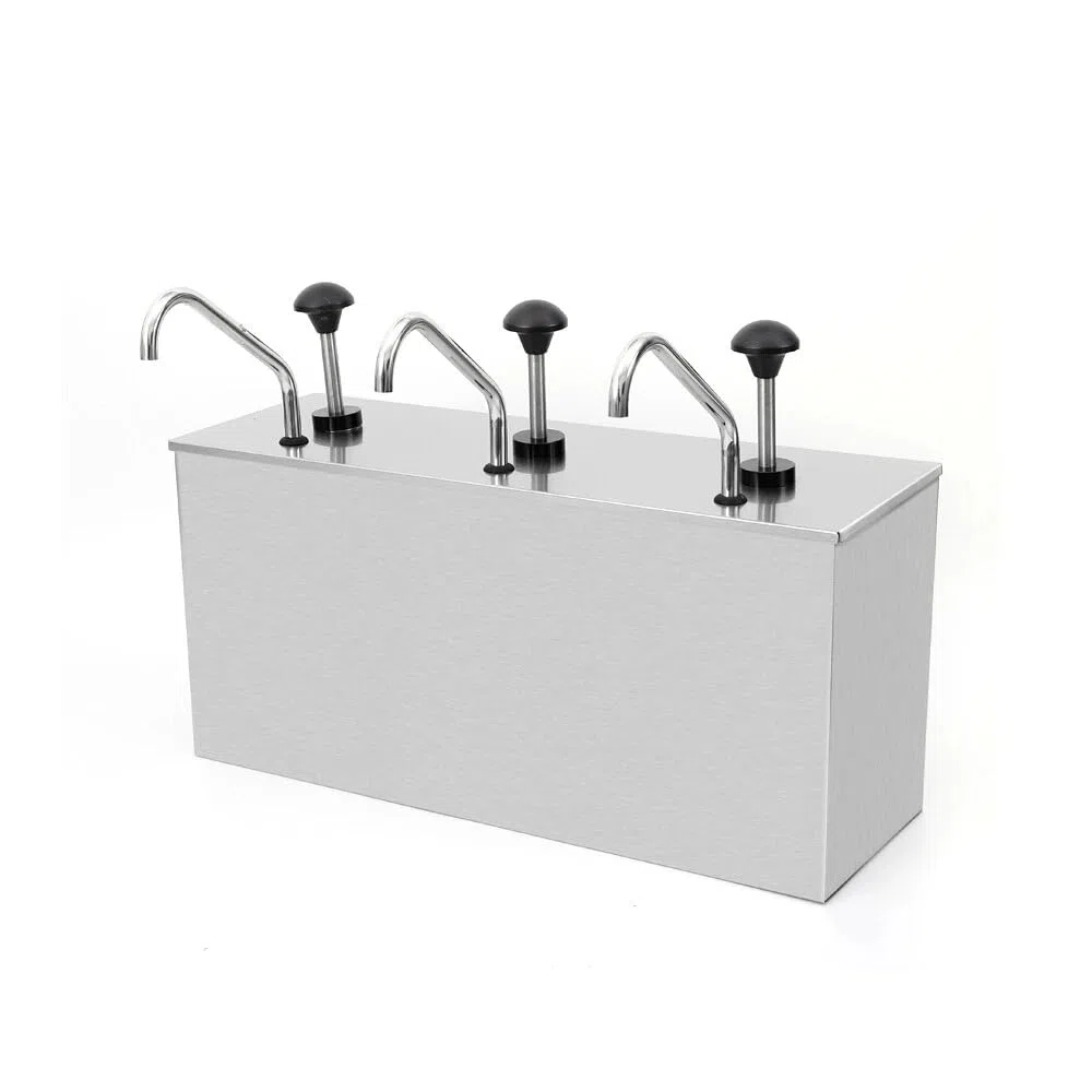 4L * 3 Saucenspender Edelstahl Soßenspender, Pump Dispenser, Hotpot Pumper Sauciere, für Ketchup Mayonaise Senf