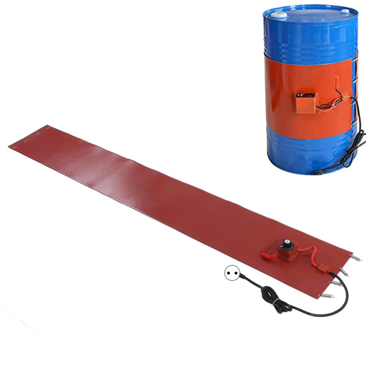 Silikon-Fassheizer, 2000W 200L Fassheizer aus Metall mit Thermostat 30-150°C, 250x1740mm, für Heizung Und Isolierung Von Ölfässern, Rohren Und Wassertanks, Zusatzheizung Von Klimaanlagen