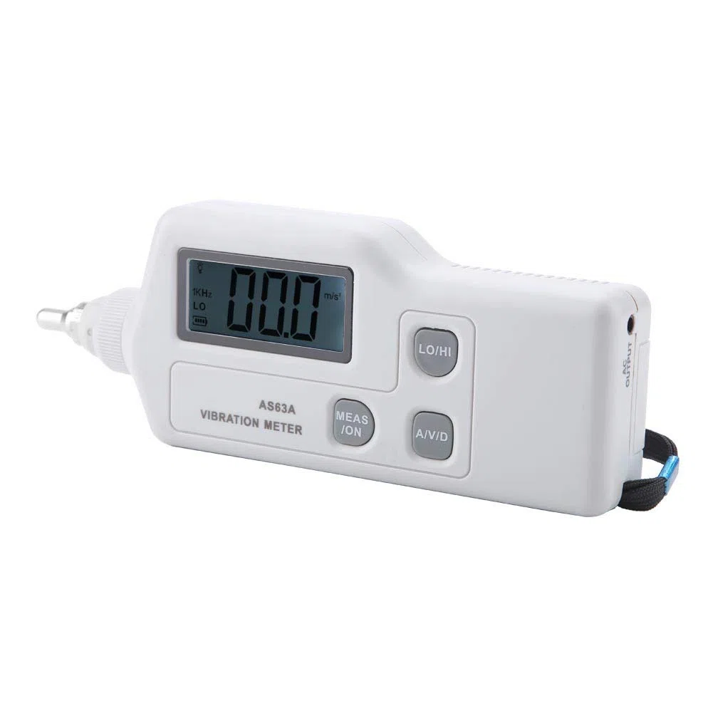 SMART SENSOR AS63A LCD-Display-Vibrationsmessgerät mit 3 Ausgangsdesigns für Frequenzauswahl und Genaue Messung, Visuelle Anzeige von Wert und Status, Anzeige bei Geringem