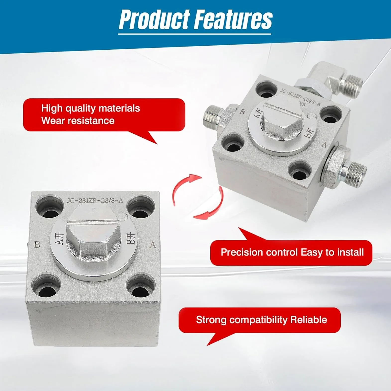 Fabater 3-Wege-Diverer-Ventil für Minibagger, 2 Stück Hydraulisches Diver Ter Ventil, Kleine Bagger Drei-Wege-Regelventil, Drossel-Ersatzteile