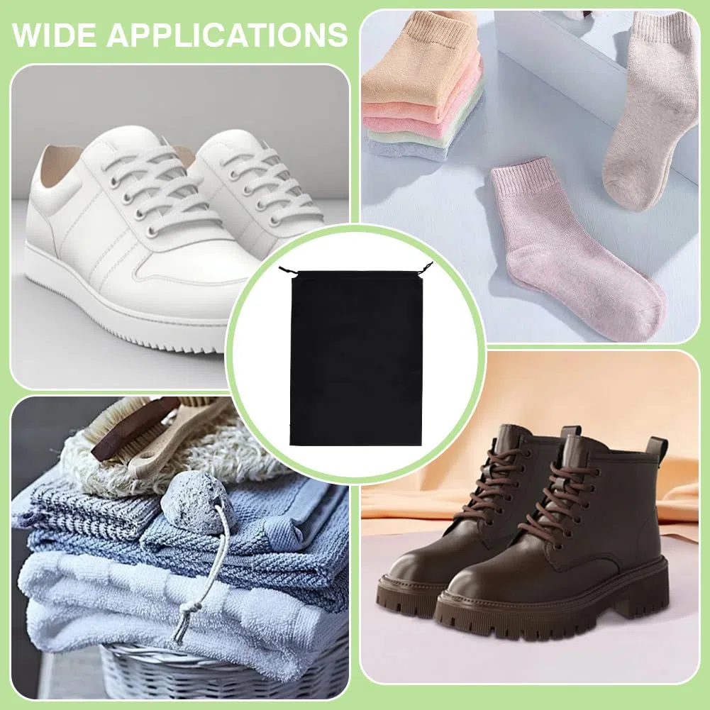 24 Stück Schuhbeutel, 40x30cm Schwarz Wasserabweisend Schuhtasche Großpackung Staubabweisende Schuhtaschen Mit Zugband Wiederverwendbares Für Schuhe Kleidung Spielsachen