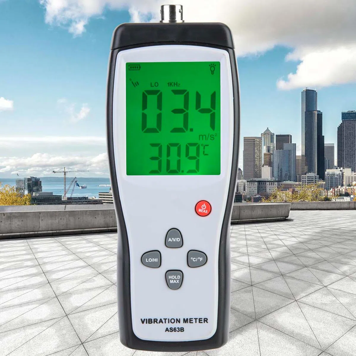 Vibrationsanalysator-Tester, LCD-Vibrationsanalysator, LCD-Vibrationstester, Messgerät, Vibrometer, Messgerät, Analysator, Vibrationstester AS63B, Analysieren Sie den Eingang