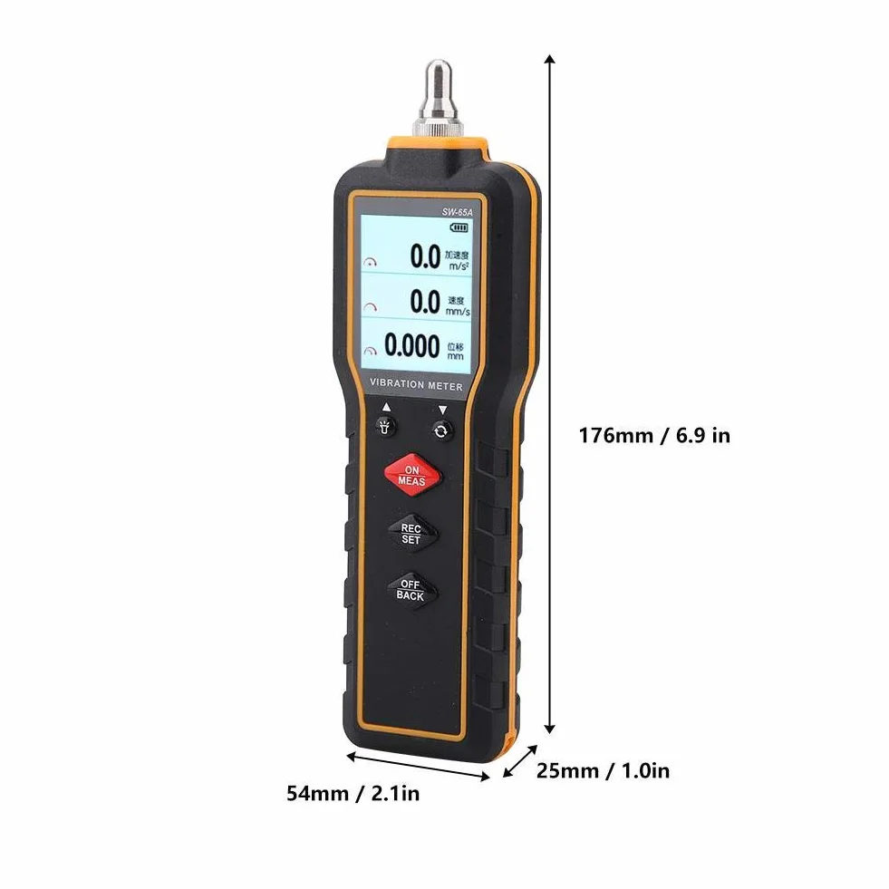 Walfront Vibrationsmessgerät, SW-65A Digitaler Vibrationsmessgerät-Tester Handheld-Vibrationsmessgerät-Tester Messgerät-Messmaschine, Vibrometer-Analysator