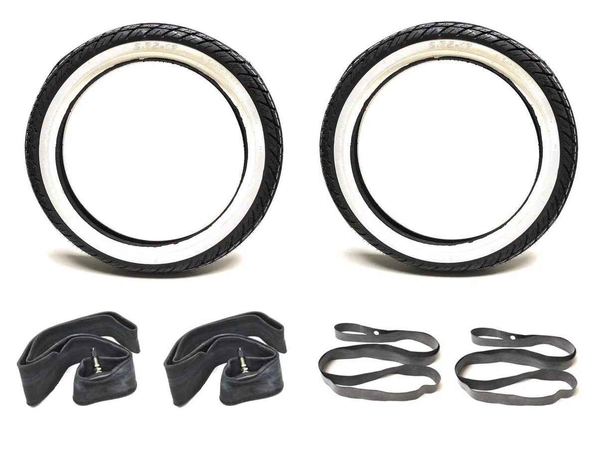 Streetparts24 Weißwand Reifen + Schlauch Set 2.75-17 Zoll passend für Kreidler Florett RS RMC – K418