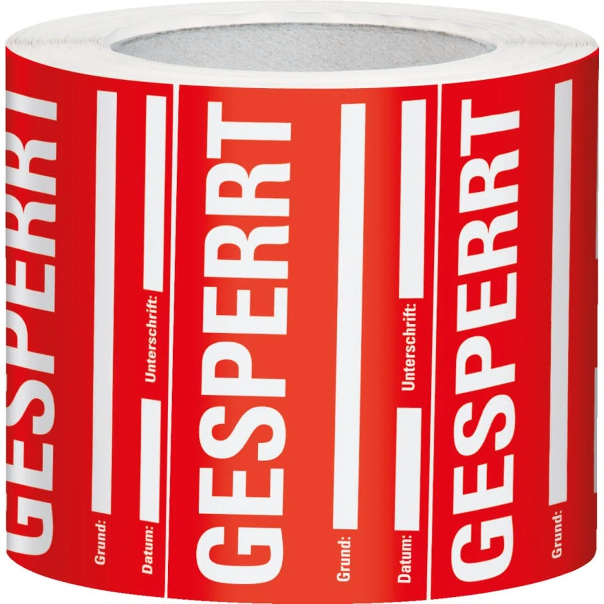 Etikett GESPERRT, beschriftbar, rot, Haftpapier, ablösbar, 148x74mm, 500/Rolle