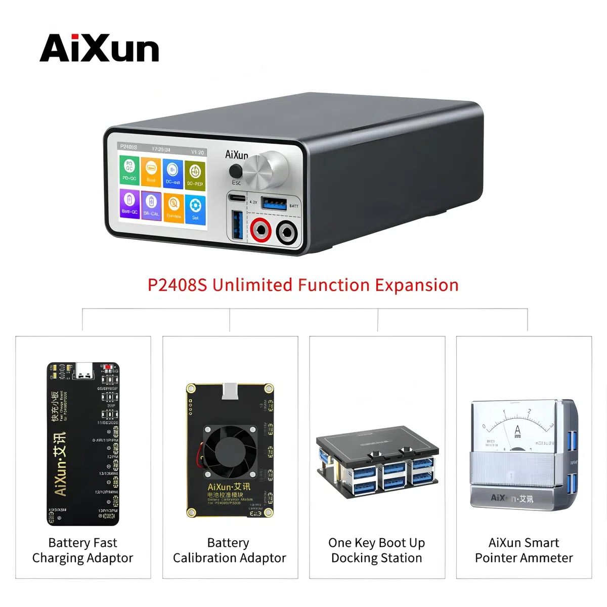 Aixun P2408S DC Netzteil Einstellbar 32V 8A LED Digital Laborbank Quelle Spannung Linearregler Handy Reparatur Werkzeug