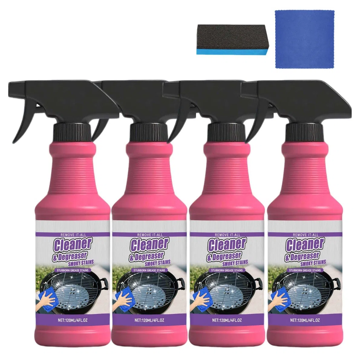Allzweckreiniger Für Verbrannte Lebensmittel Und Fett, Multifunktionaler Fettentferner Für Außengrill, Grillreinigungsspray Für Die Küche, Easy Off Oven Cleaner Fors Home Cleanering Spray. (4PCS)