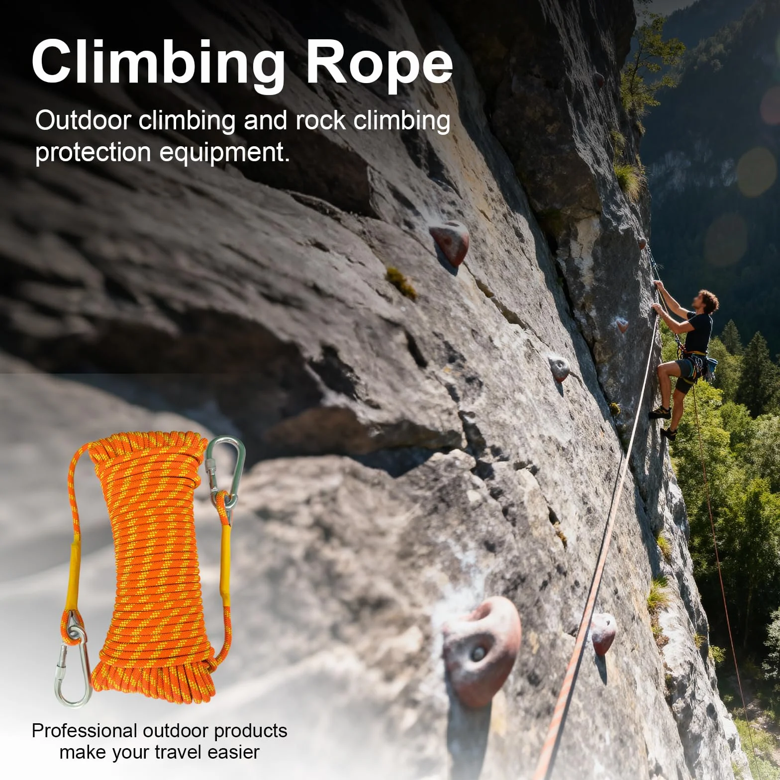 12mm statisches Seil 70m UIAA Zertifiziert Rettung Bergsteigen | Hochfestes Nylon, abriebfest & UV-beständig, für Expeditionen und alle Outdoor-Arbeiten, orange reflektierend