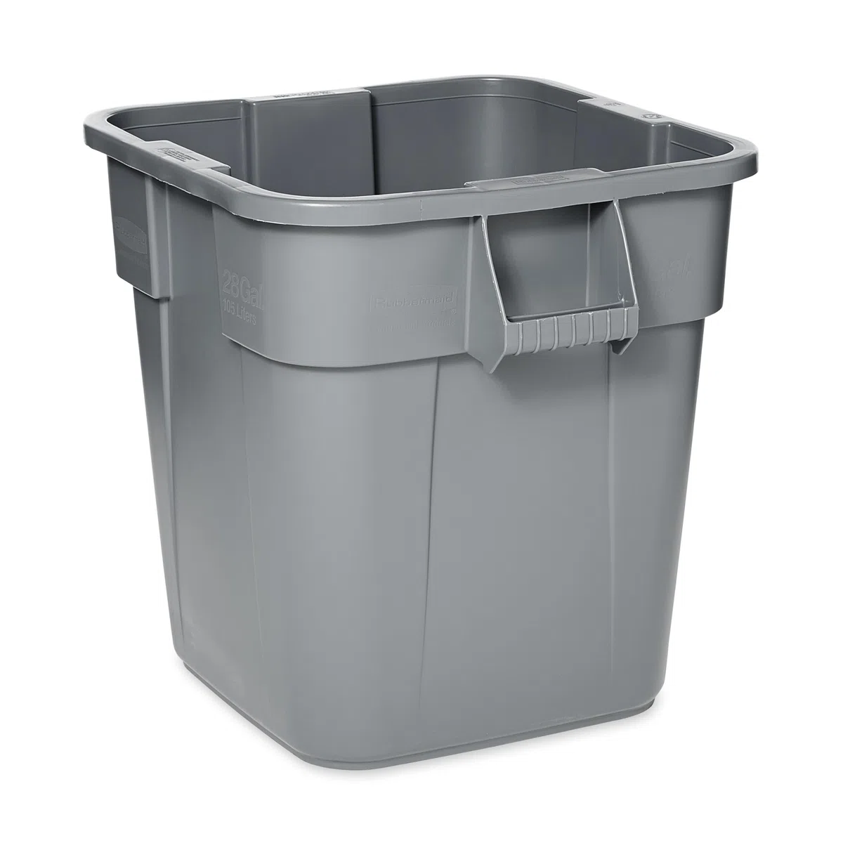 Rubbermaid Commercial Products BRUTE Quadratischer Mülleimer 106L Grau – Robuster Kunststoffbehälter ohne Deckel, stapelbar und leicht zu reinigen, für Gastronomie Büro Schule und Lager – FG352600GRAY