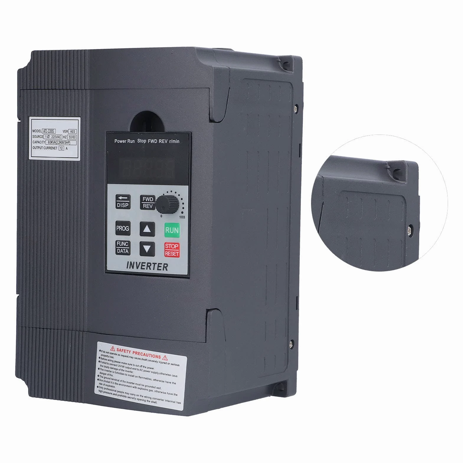 Frequenzumrichter VFD 2.2KW 220V Einphasen Universal Frequenzumwandler zur Steuerung der Motordrehzahl