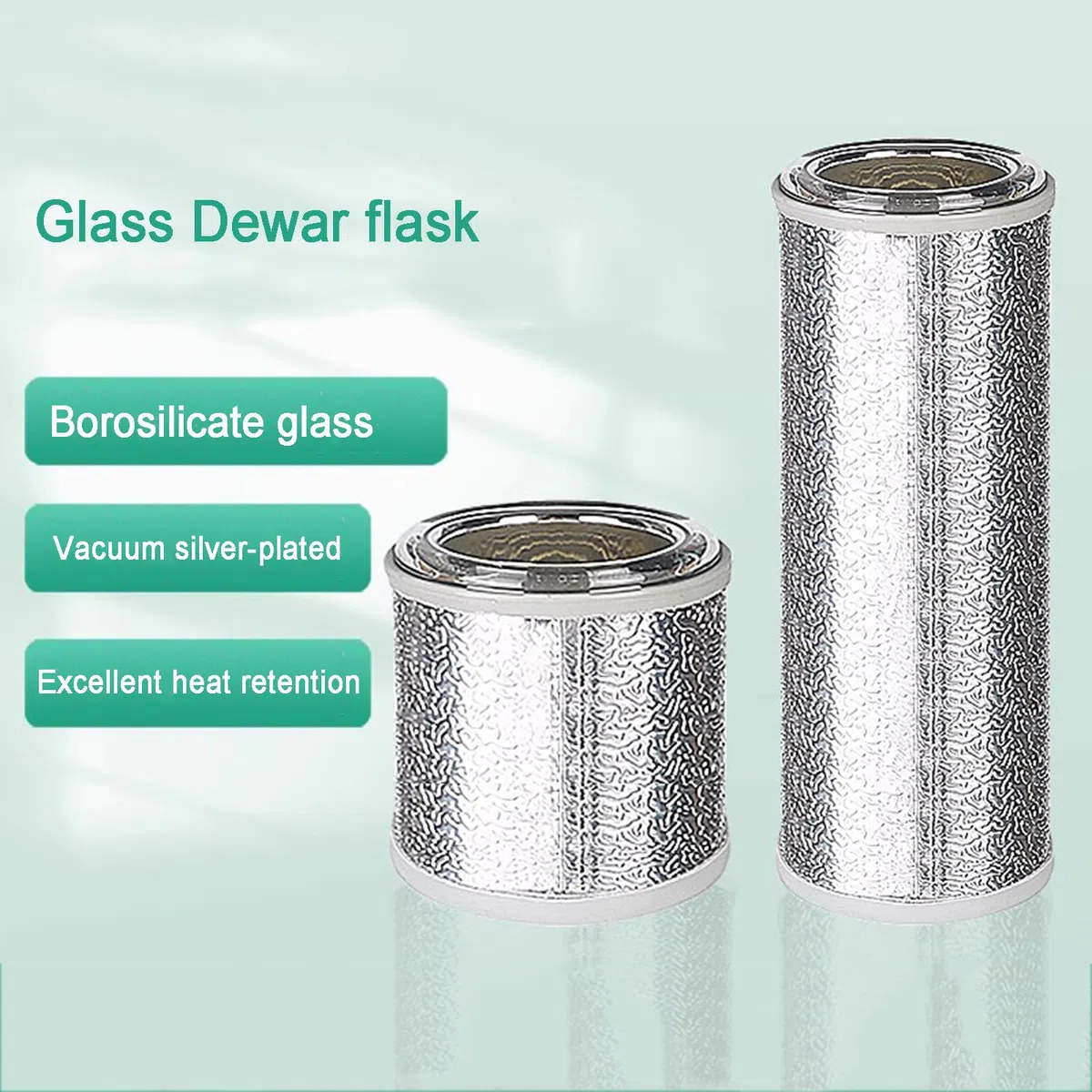 Labor-Dewargefäß, Zylindrisches Dewargefäß Aus Borosilikatglas Mit Vakuumversilbertem Einsatz Und Aluminiumboden, Zur Lagerung Von Trockeneis Und Flüssigstickstoff