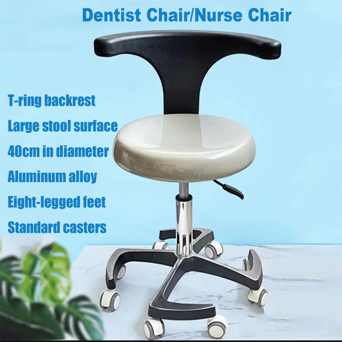 SFKLYU Assistent Zahnarzt Arztstuhl Dental Hocker Mit Rückenlehne Höhenverstellbar Für Office Medical Dentist Shop Lab Beauty Salon,A4