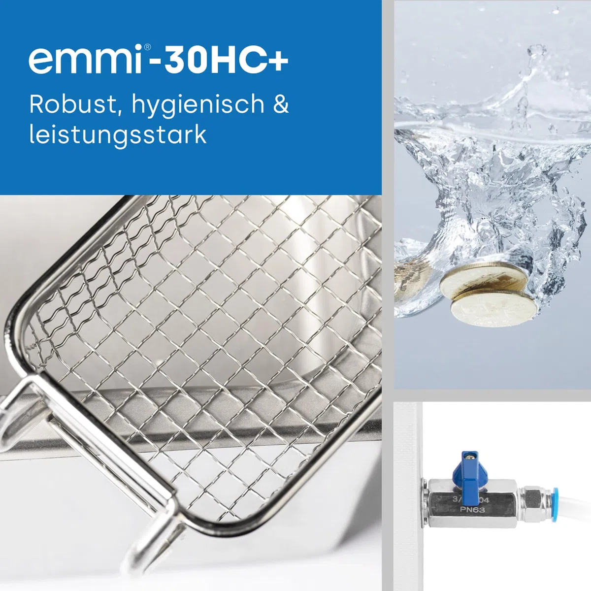 EMAG Ultraschallreiniger Emmi 30HC Plus – 3,2L Ultraschallreinigungsgerät mit Heizung & 4 Leistungsstufen – Profi-Reinigung für Brillen, Schmuck, Werkzeuge, Laborausrüstung & Platinen
