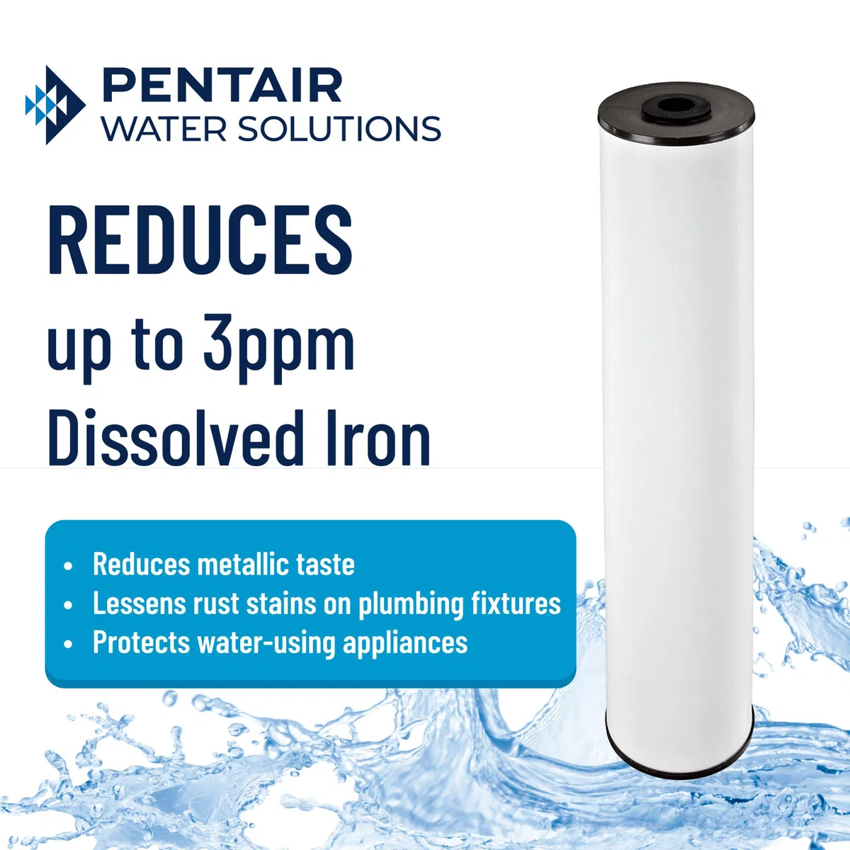 Pentek RFFE20-BB Wasserkartusche für Radial-Durchfluss, Eisen, Reduktionsfilter, Medien, Weiß