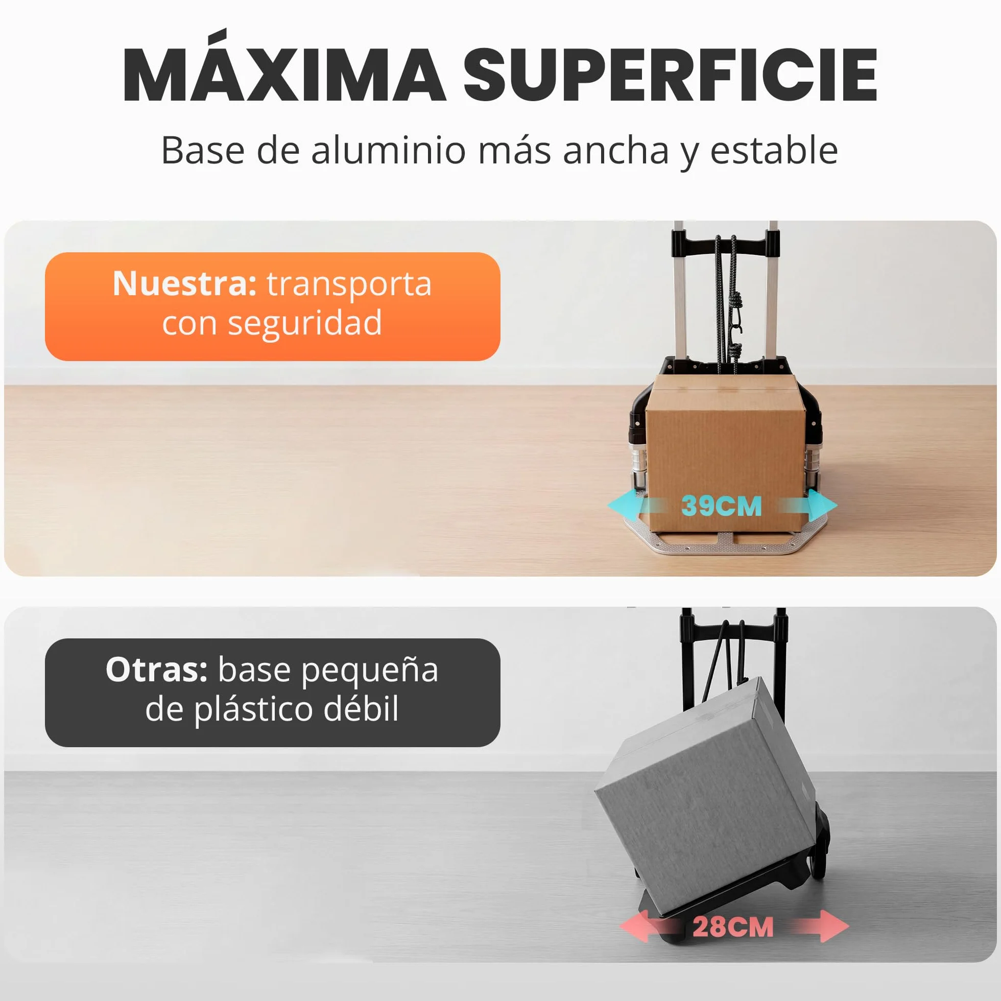 JUPPLIES Sackkarre Klappbar aus Aluminium + 5 Spanngurt – Leichte Transportkarre bis 75 kg, Teleskopgriff 100 cm, Faltbarer Transportwagen mit Rollen, Geräuscharm für Haus, Büro oder Reisen