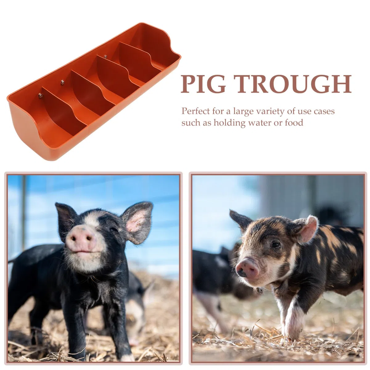 Happyyami Kaninchentränke Schweine Futterkrippe Futtertrog Futterspender Futterschale Futterautomat Futterbehälter Langtrog für Kälber Schafe Hühner Ente Ziege Schweine Vieh Orange
