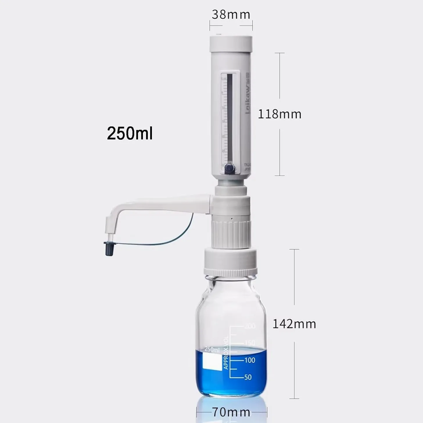Labor-flüssigkeitsbürette, Flaschenaufsatz-dosierer, Quantitative Dosierer, Einstellbares Volumen 5–30 Ml, Mit 5 Gl-gewindeadaptern, Dosiert Reagenzien Präzise Aus Laborflaschen. 250ml