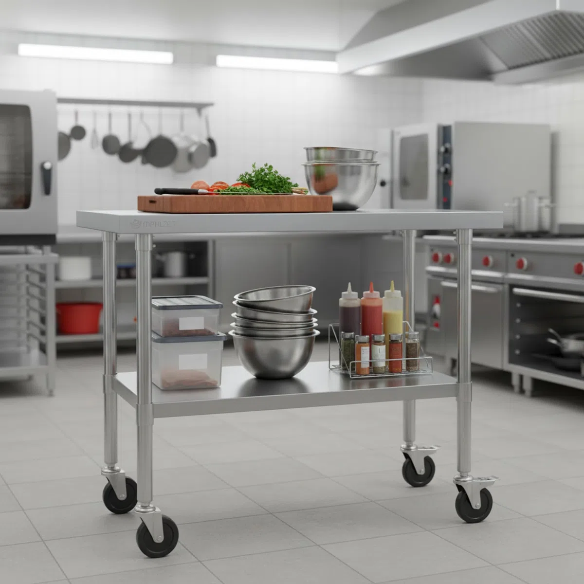 Mahlzeit Edelstahltisch 120 x 70 x 85 cm | Arbeitstisch, Küchentisch, Edelstahl Zubereitungstisch | Gastronomietisch, Serviertisch, Catering Tisch, Küchenplatte | Tisch für Küche und Gastronomie
