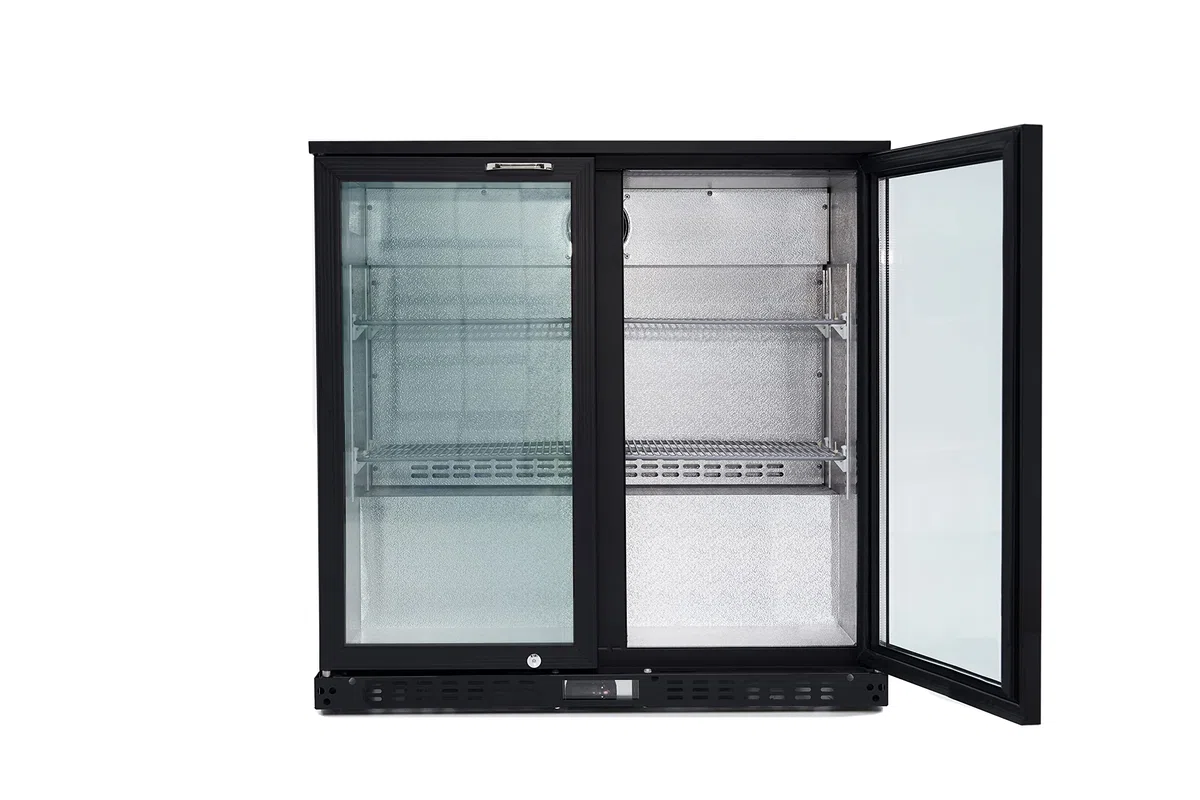 GastroHero Barkühlschrank ECO 208 mit Klapptüren schwarz | Gastronomiebedarf