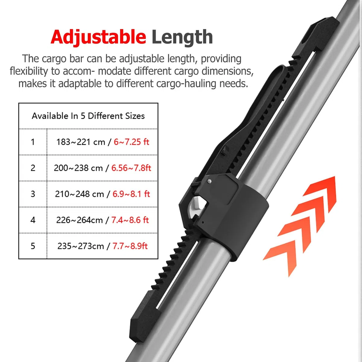 Generisch Verstellbare, hochbelastbare Ladungssicherung - Ausziehbarer Ladungssicherungs-Stabilisator für Abholung und Lieferung - 2 Stück Gummipolster-Ladungssicherung (210-248 cm / 6,9-8,1 Fuß)