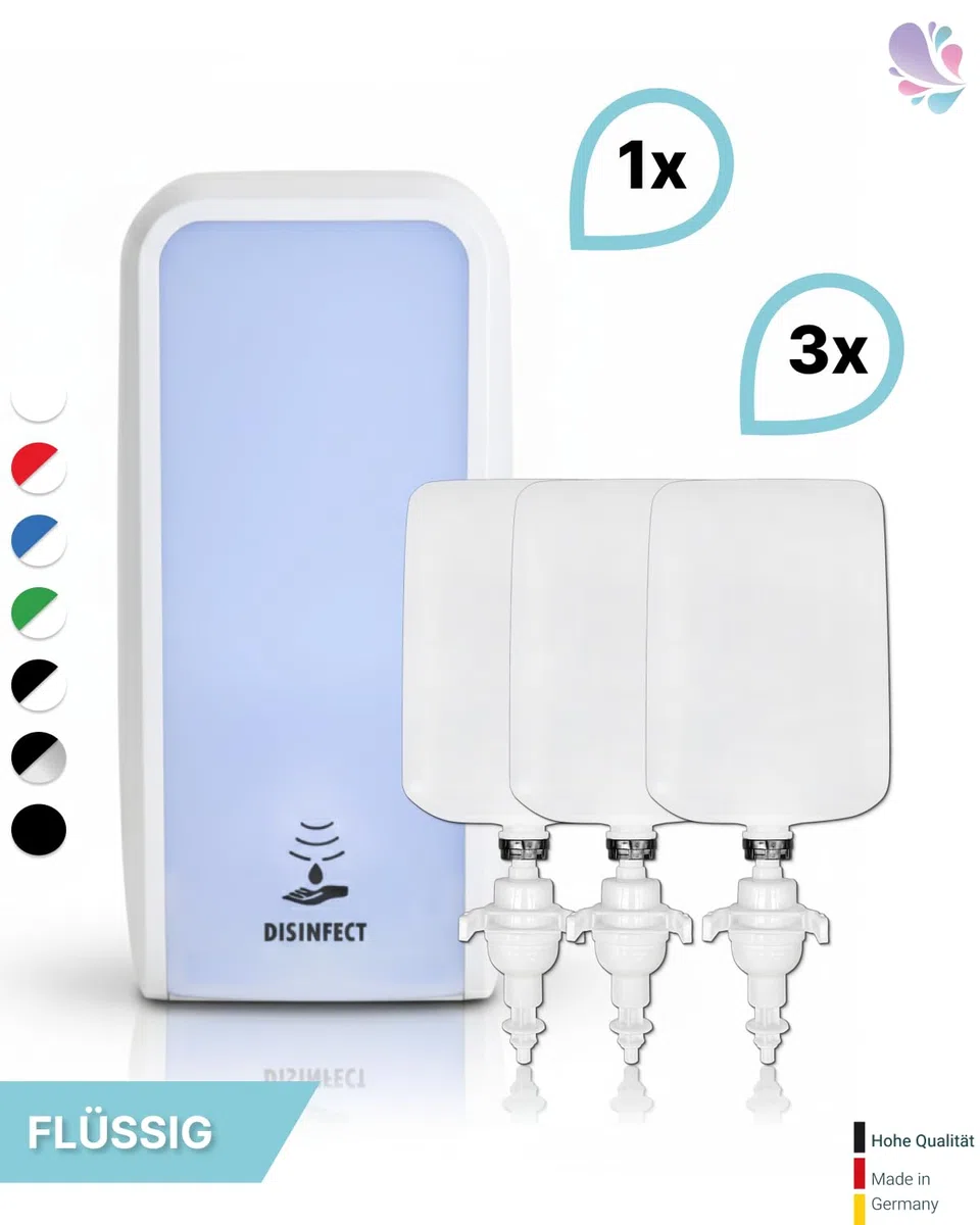 Set Cosmos Sensor Desinfektionsspender + 3x1 L Weiß | Berührungsloser Cosmos Desinfektionsspender mit Sensor, 3x1 L Händedesinfektion und bis zu 3.000 Anwendungen