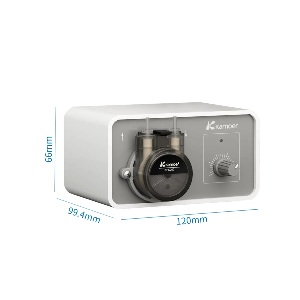 Kamoer M1-KPK200 Kleine Schlauchpumpe, 12 V mit niedrigem Durchfluss, 25–150 ml/min, einstellbare Geschwindigkeit, Flüssigkeitsdosierpumpe für Labor, Fabrik, Zuhause, mit Netzadapter
