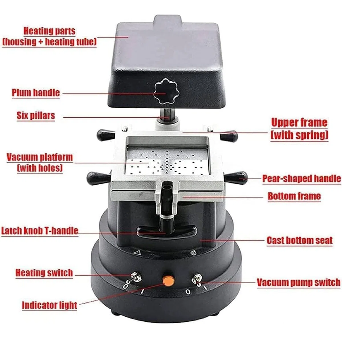 Vakuumformmaschine, Dental-Vakuumformmaschine, Thermoform-Laborausrüstung, 1200 W, verstärkte Adsorption – Labor-Vakuumform-DIY-Prothesen-Set