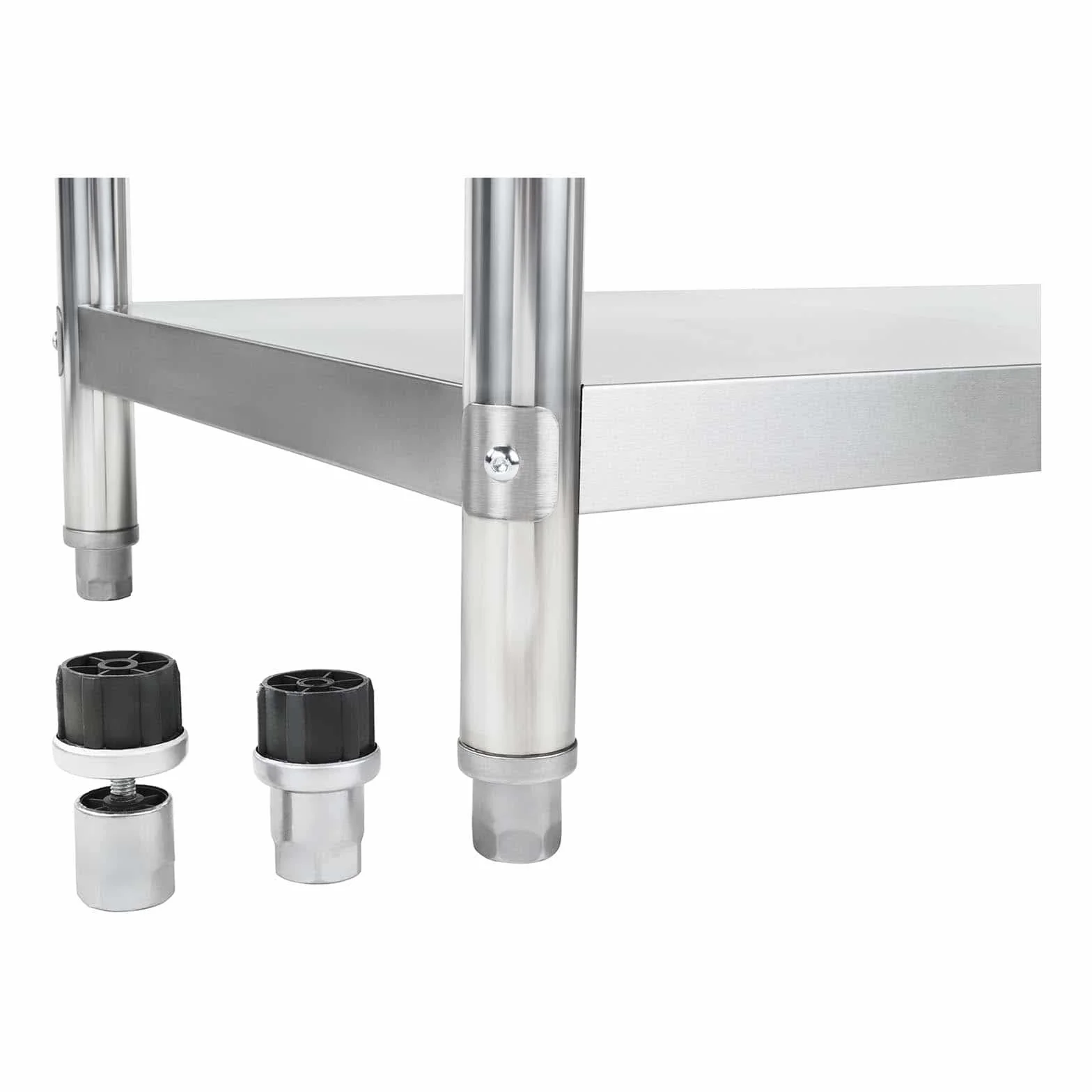 Royal Catering RCAT-120/70-N Arbeitstisch Edelstahl Küche Edelstahltisch 120 x 70 cm mit Aufkantung höhenverstellbar Grilltisch Outdoor Küchenmöbel