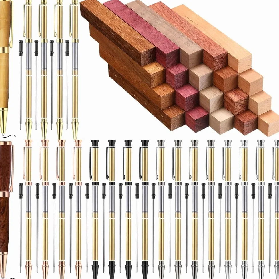 Jevina 10 Sets Drechselstift-Kits, Projektbedarf, 7 mm Slimline-Stift-Kits mit Nachfüllung für Drehbank-Dreharbeiten, Starterpaket, Basteln