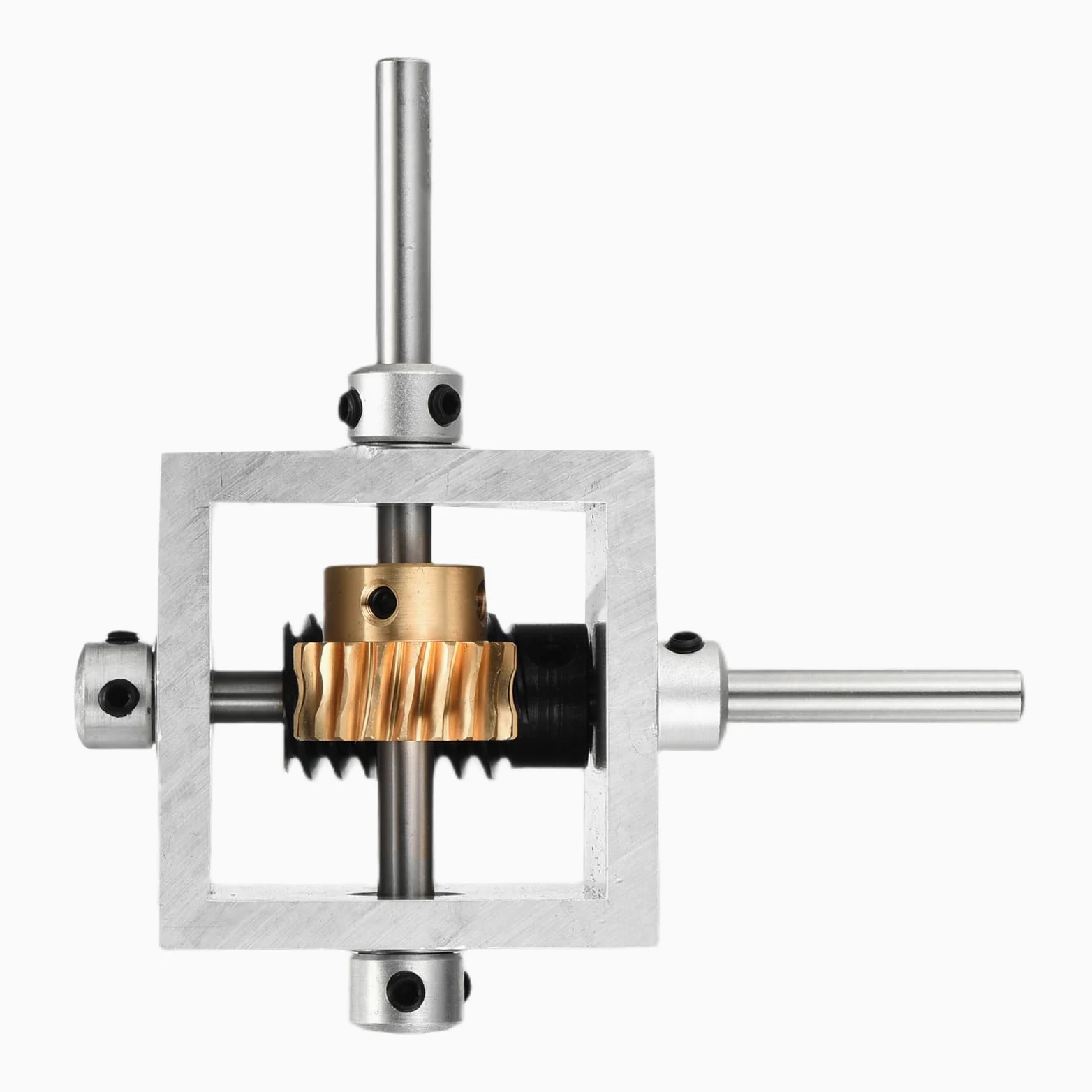 QUARKZMAN Getriebe 90 Grad Rechtwinkliges Schneckengetriebe 1:20 Untersetzungsgetriebe 1 Modul 20 Zähne Schneckenrad Aluminiumrahmen Einfaches DIY Modul Mit 6mm Welle 100x100x50mm(LxBxH)