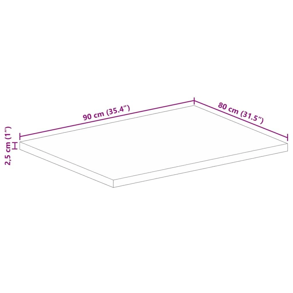 vidaXL Tischplatte, Holzplatte Rechteckig, Massivholzplatte für Tisch Esstisch Couchtisch, Ersatztischplatte, 90x80x2,5cm Altholz Massiv