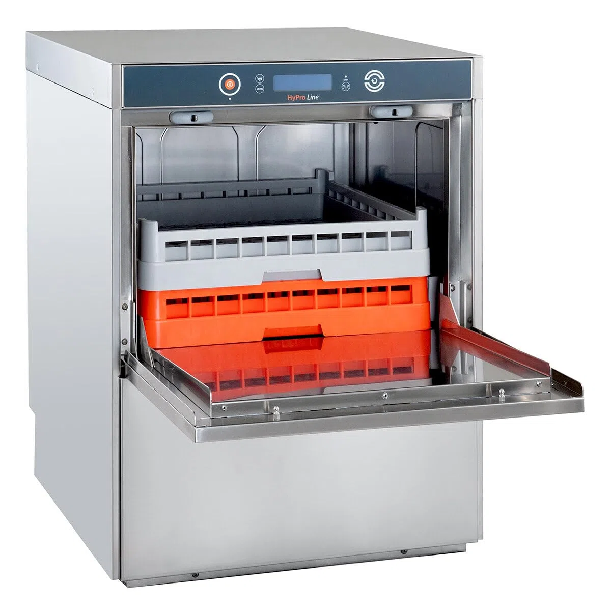 Geschirrspülmaschine HYPRO-GSM50SL | Korb 50×50 cm | Geschirrspüler für Gastronomie | mit Reiniger- & Klarspüldosierer | Ablauf- & Drucksteigerungspumpe | 230 V | Edelstahl | Made in Europe