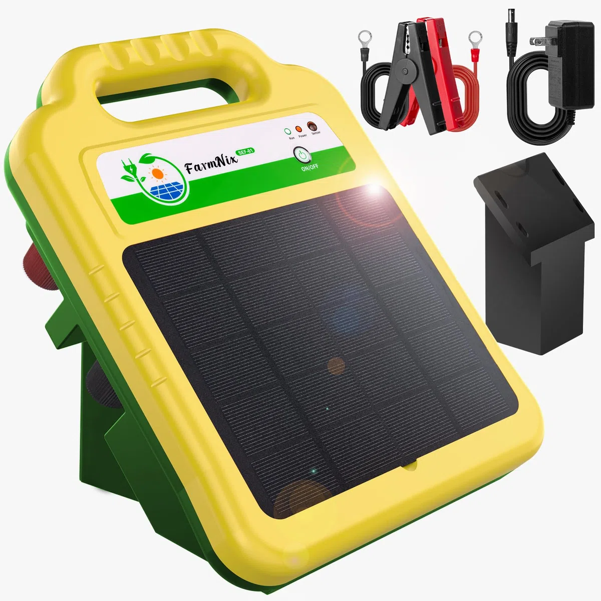 16KM Solar Weidezaungerät 0.2J 8KV Elektrozaungerät mit 10400mAh Lithium-Akku und 4.3W Solarpanel für Rinder, Pferde, Schafe, Schweine, Geflügel und Hof-Tiere