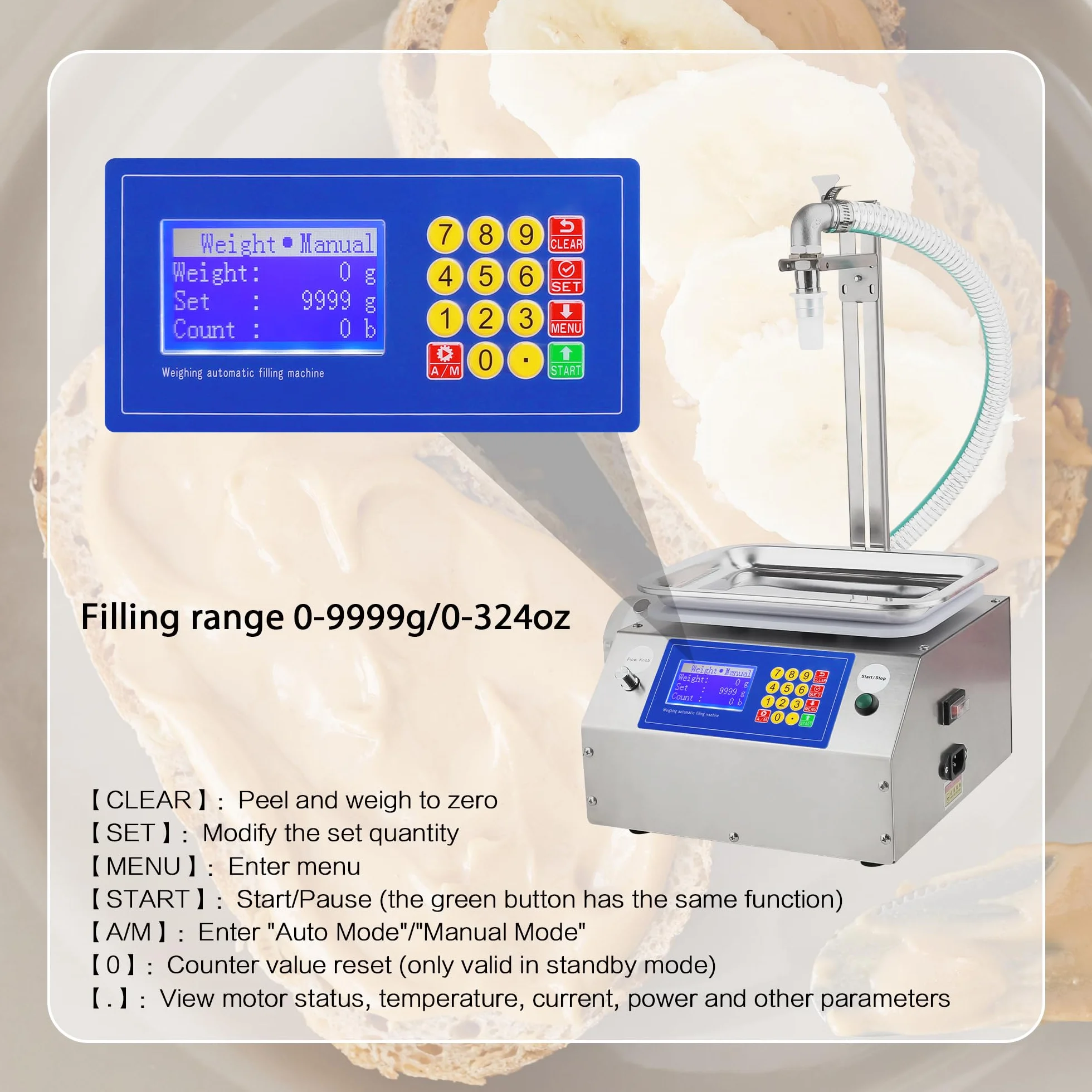 Effiziente Flüssigkeitsfüllmaschine, 20-10000-ml-Flaschenfüllmaschine, Schlauchpumpen-Wiegefüllmaschine für viskose Flüssigkeiten mit Honigmarmelade