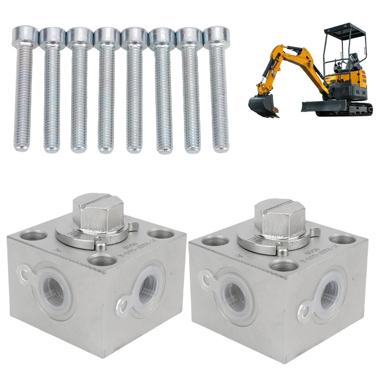 Fabater 2 Dreiwege-Umschaltventile für die meisten Minibagger, 3-Wege-Hydraulik-Umschaltventile, Dreiwege-Wegeventil-Ersatz für Kleinbagger.