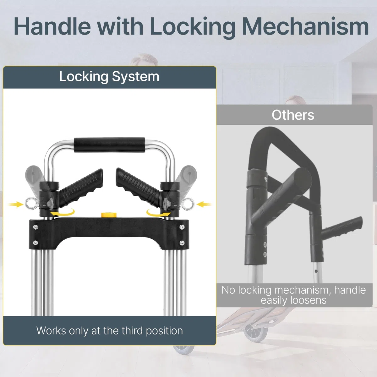 Yaheetach Klappbare Sackkarre,150 kg Belastbar mit Langer Aluminium Teleskopgriff 88.5-115 cm, Spanngummi & Handschuhen,für Einkauf/Umzug/Garten