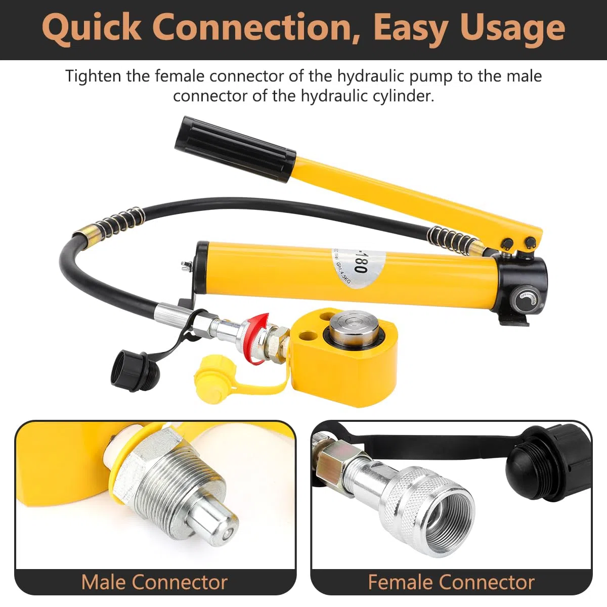 Fulgutonit Hydraulikzylinder 10T mit Hydraulikpumpe CP-180, 12mm Hub, 45mm Eigenhöhe, 15.89cm² Nutzfläche, Ölspeicherkapazität 350cc Handpumpe, Ultradünner, für Gebäude und Brücken, Maschinenbau