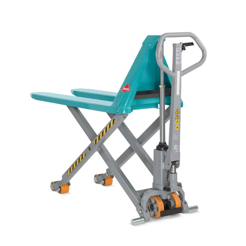 Ameise Scherenhubwagen PTM | 1.500 kg Tragkraft | 85-800 mm Hubbereich | 1.200 mm Gabellänge | Lenkrad aus robustem Polyurethan | Polyurethan Tandem-Gabelrollen | Hubtisch mit Schnellhub bis 300 kg
