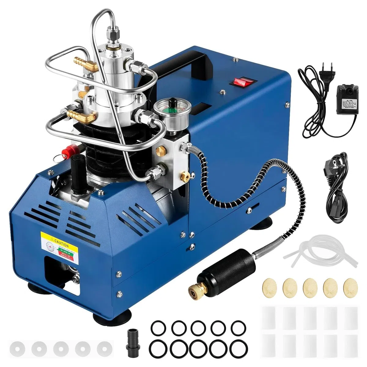 PCP Kompressor 300bar Kompressor Hochdruck Hochdruckluftpumpe1800W 30Mpa 4500PSI Elektrischer Luftkompressor PCP mit Öl-Wasser-Trenner, Luftpumpe für Druckluftpistole, Paintball-Tank