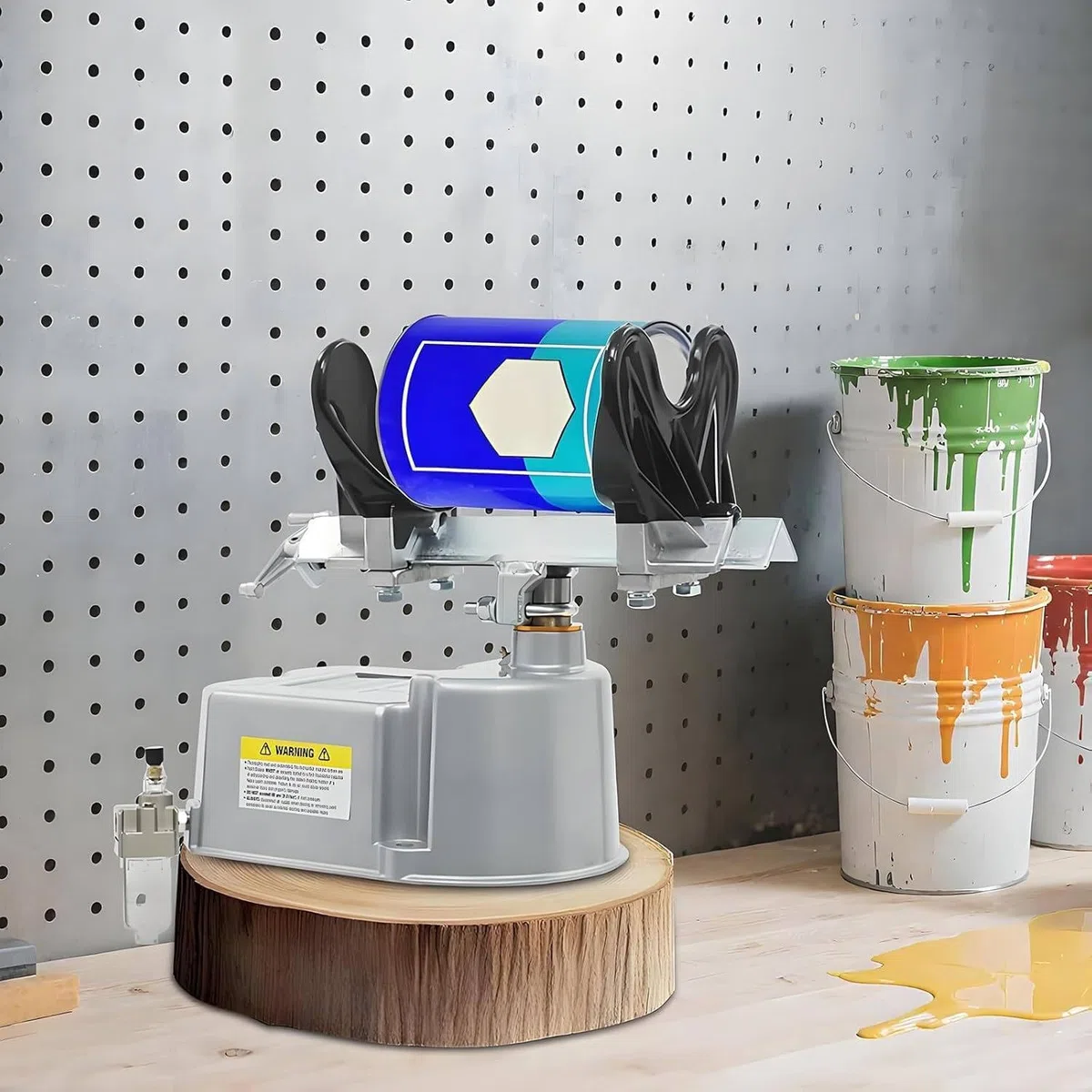 Luftbetriebener Farbschüttler, 1–5 l Fassungsvermögen, Mischer, Schüttelmaschine, 15 Min./Eimer, 0–500 U/min, zum Mischen von Farben und Aquarellfarben
