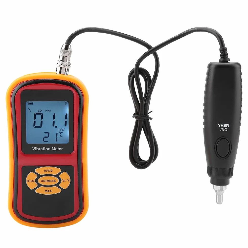 YWBL-WH Tragbares Digitales Vibrationsmessgerät GM63B mit LCD-Display, Anzeige bei Niedrigem Batteriestand, Automatischer Shoff für Mechanische Uhren, Motoren, Lüfter, Lager