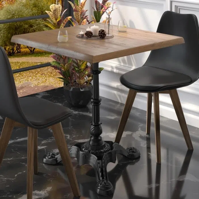 Paris | Bistro Tischgestell | Schwarz | 3 Fuß: Ø 50 cm | Säule: 72 cm | Gusseisen | Gesamthöhe: 72cm | max: Ø60cm Tischplatte