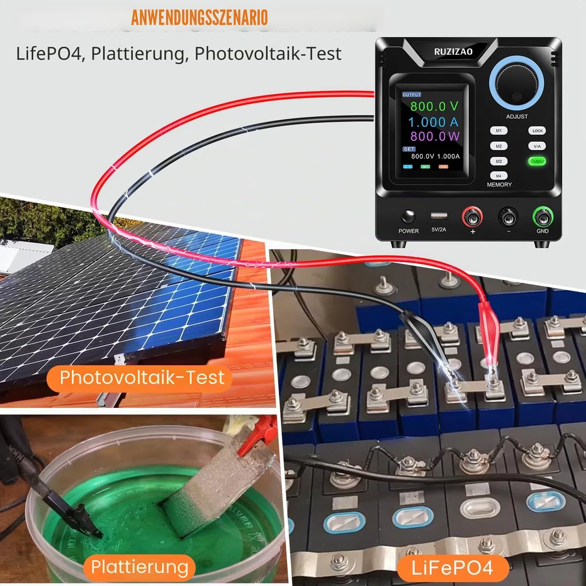 Labornetzteil 800V 1A, Programmierbares Hochspannungs-Labornetzgerät DC Regelbar Netzgerät mit Ausgangsschalter und Speicherfunktion, Schaltnetzteil Encoderknopf, PC Software, LED Farbdisplay