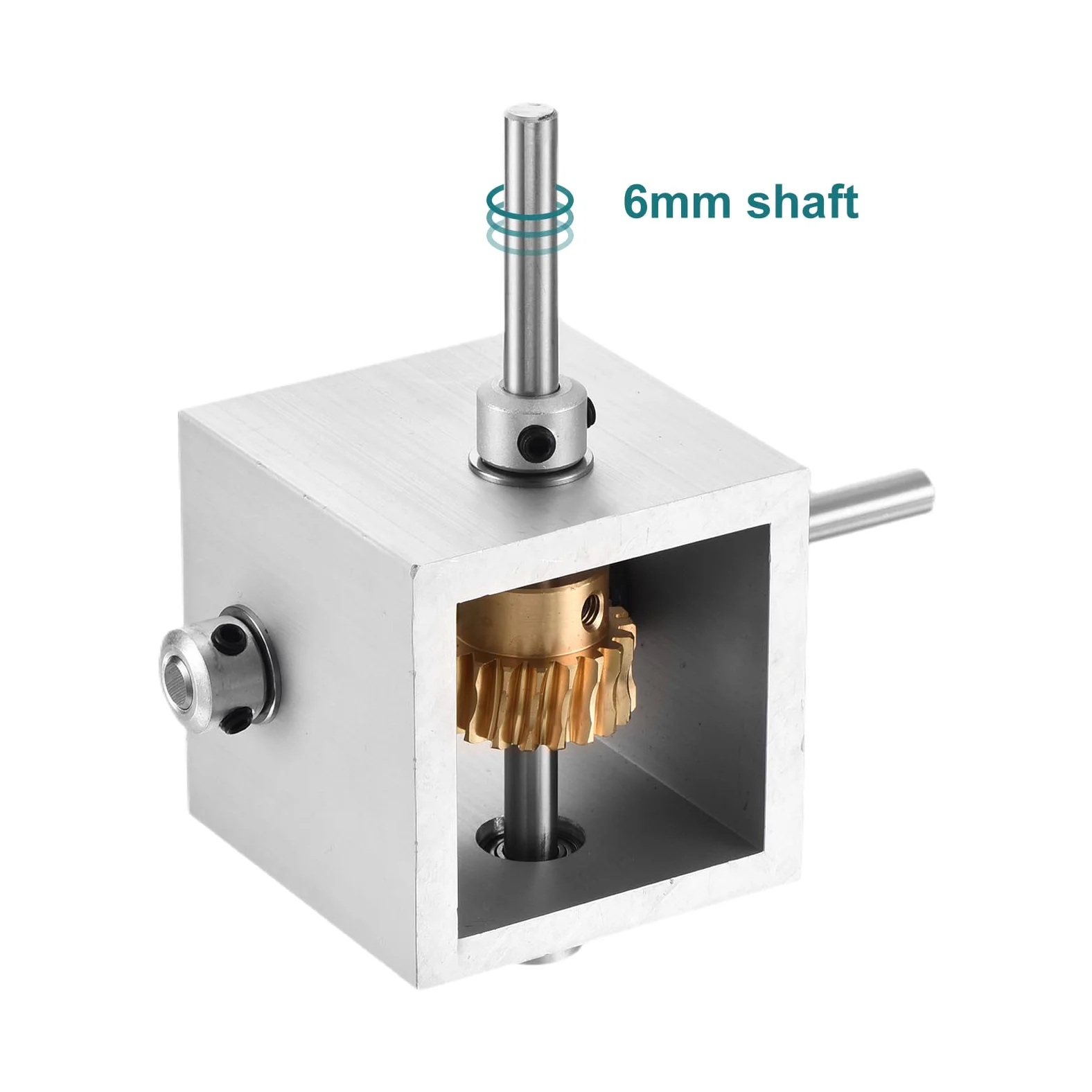 QUARKZMAN Getriebe 90 Grad Rechtwinkliges Schneckengetriebe 1:20 Untersetzungsgetriebe 1 Modul 20 Zähne Schneckenrad Aluminiumrahmen Einfaches DIY Modul Mit 6mm Welle 100x100x50mm(LxBxH)