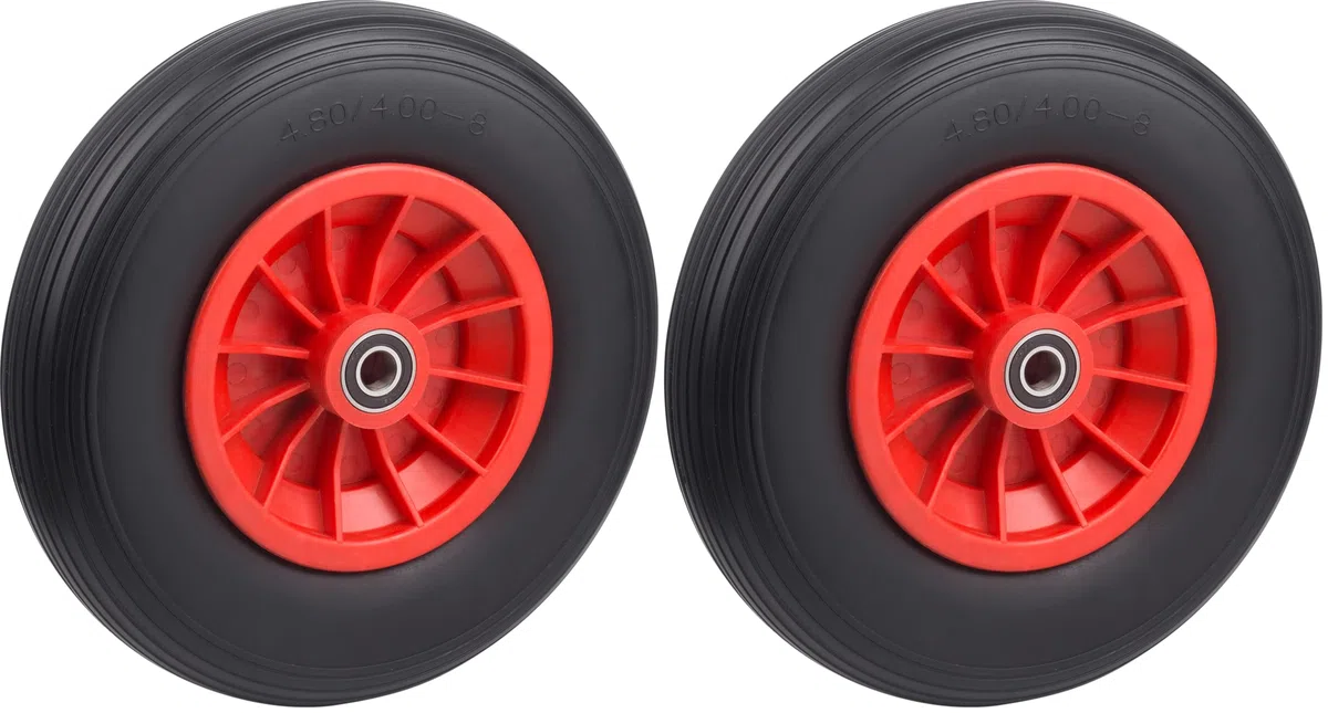 Metafranc Pannensicheres Rad Ø 400 mm - PVC-Felge - Typ 4.80/4.00-8 - 100 kg Tragkraft - Kugellager/Vollgummi-Rad für Schubkarren/Komplettrad mit Felge/Schubkarrenrad/Ersatzrad, 810950, Packung mit 2