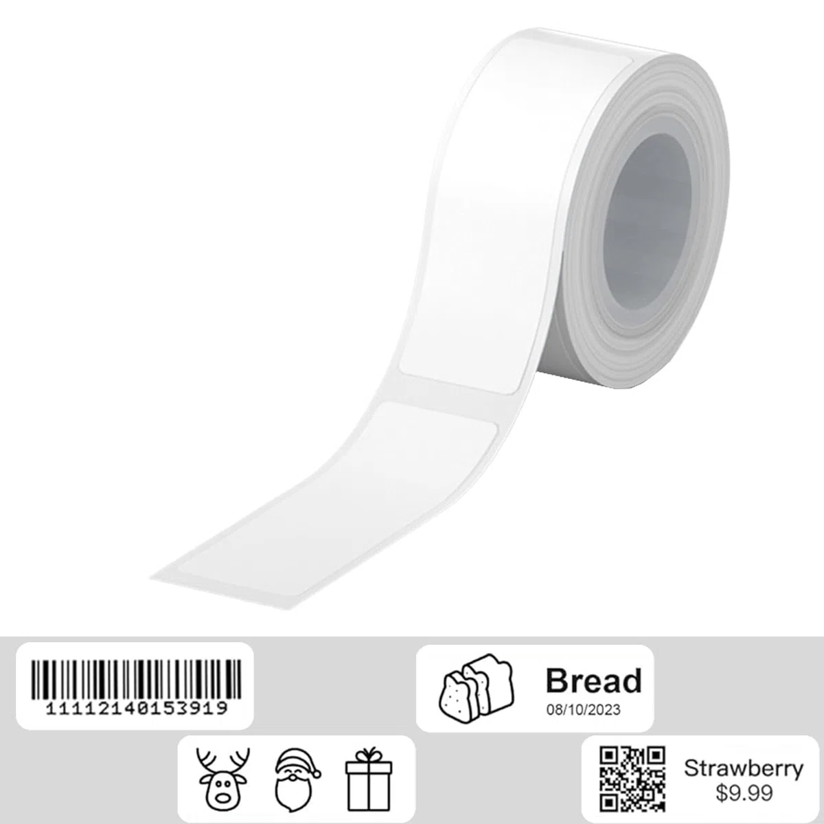 2 Rollen Etikettenband Geeignet für Etikettendrucker, 15 * 30 mm Beschriftungsband Wasserfeste Etiketten Etikettenband Drucken Sie Barcode, Weiß