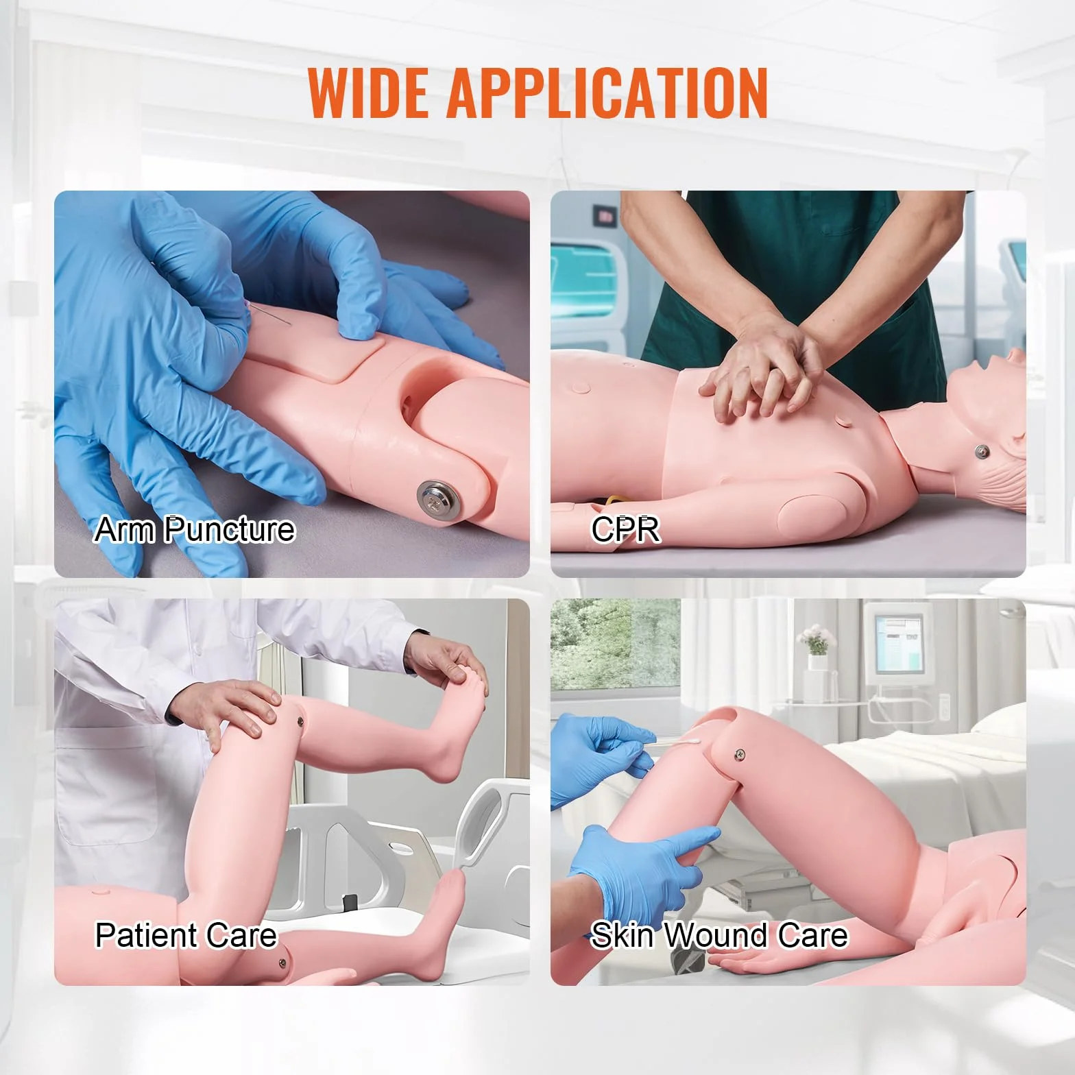 VEVOR Männliche Krankenpflege Übungspuppe Multifunktional Patientenversorgungssimulator 153 x 45 x 21 cm, Multifunktionale Pflege Ausbildung Pflege-Trainingspuppe Gleichmäßige Skalenformen Übungspuppe