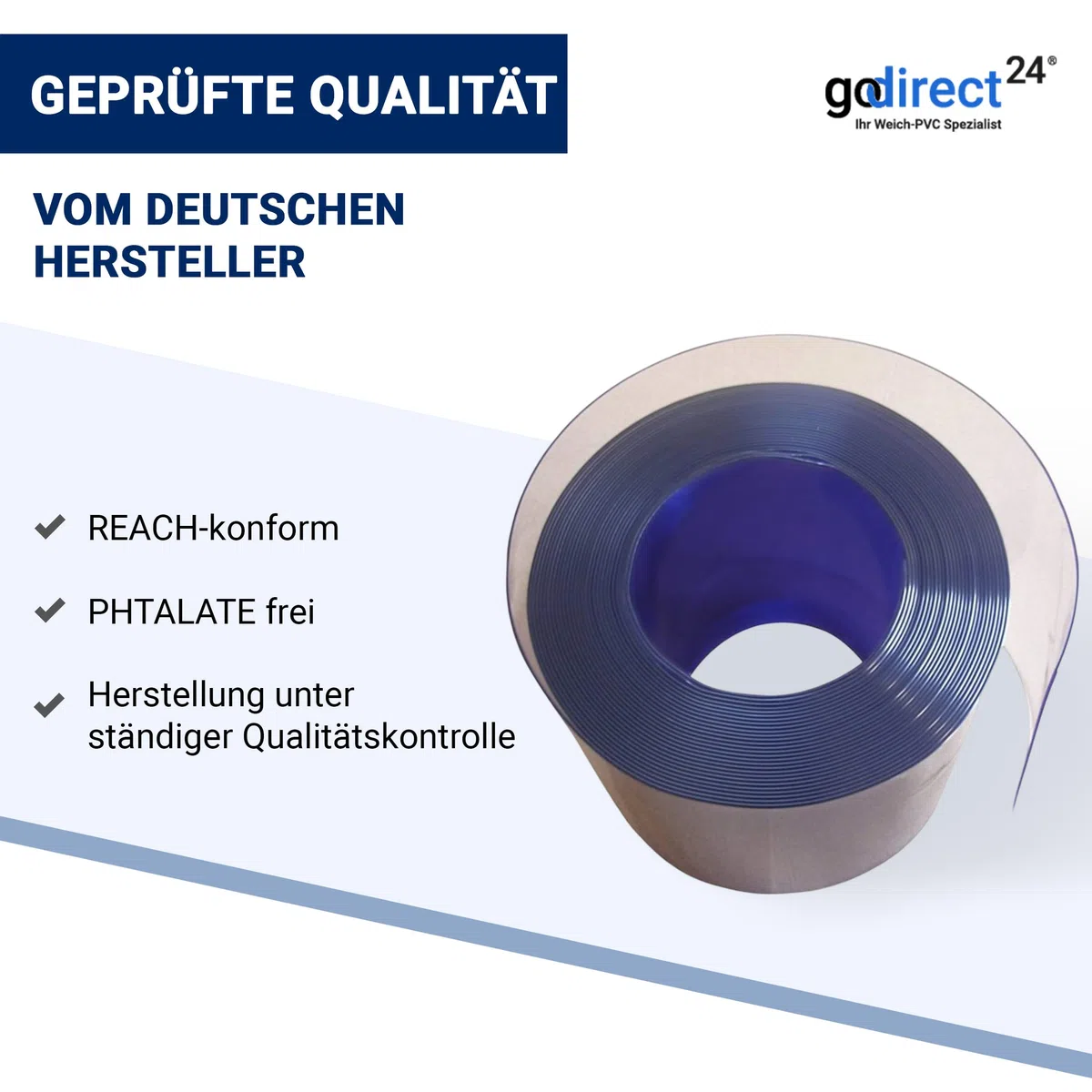 Zettl GmbH PVC-Streifen Rollenware, 3x300mm, 25m, transparent/durchsichtig | UV-beständig, wetterfest & witterungsbeständig, zur Verwendung als PVC-Streifenvorhang/Lamellenvorhang, Industrievorhang