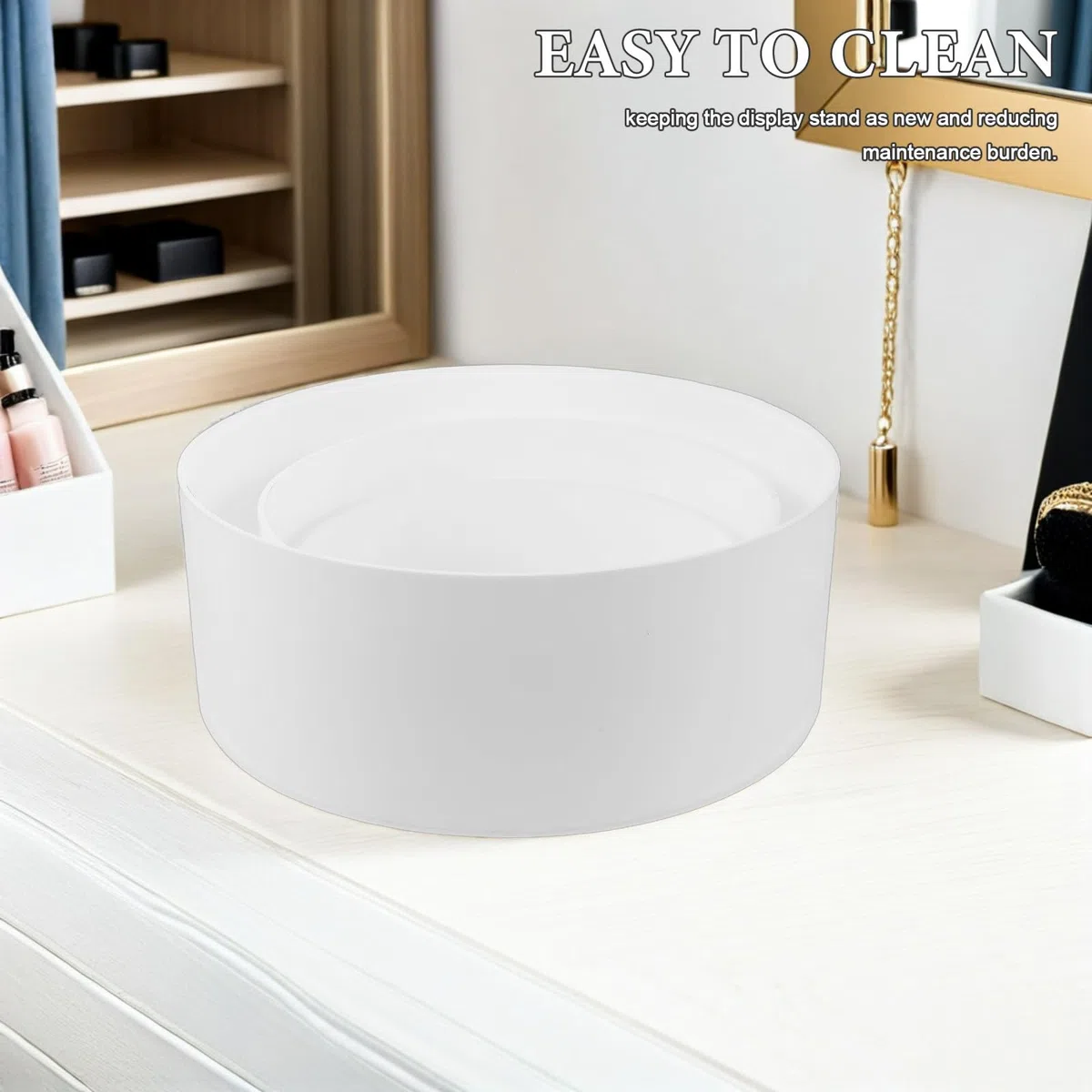 Acrylständer für Parfüm, 3 Stück, rund, vielseitige Größen, elegantes Design, leicht zu reinigen, für Display und Lagerung, weiß
